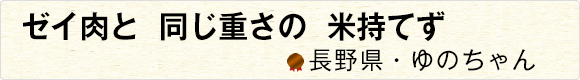 ゼイ肉と同じ重さの米持てず 【長野県・ゆのちゃん】